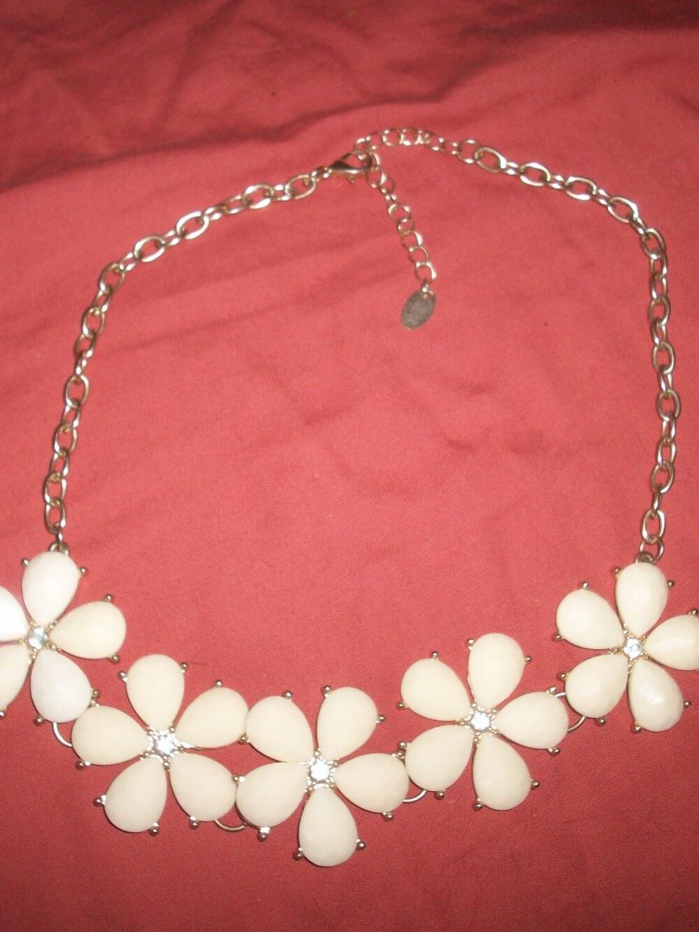 Etcetera Faceted Chunky Flower Statement Necklace Gold Tone Rhinestone Choker